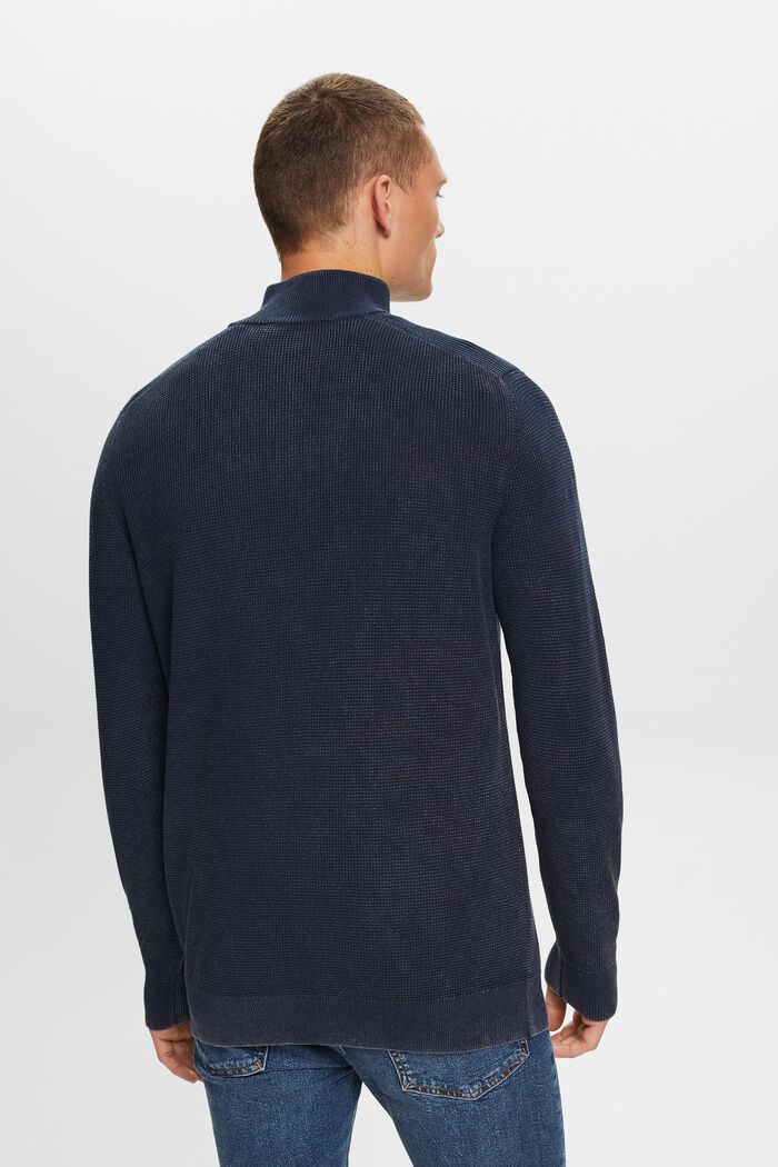 Sweter z zamkiem do połowy długości, 100% bawełna, NAVY, detail image number 3