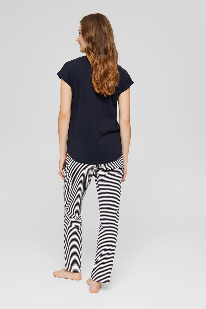Jerseyowa piżama ze 100% bawełny ekologicznej, NAVY, detail image number 1