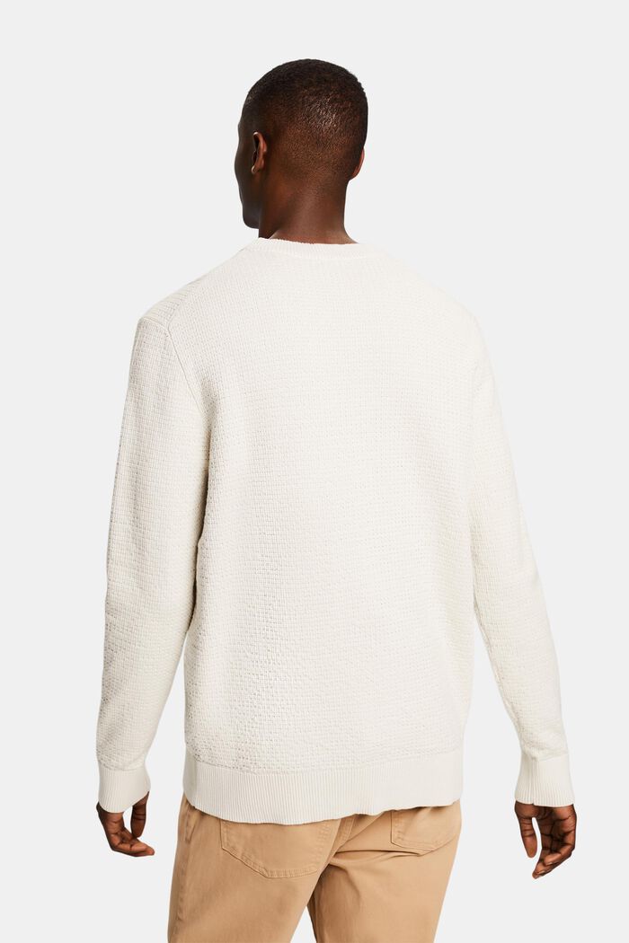 Fakturowany sweter z okrągłym dekoltem, OFF WHITE, detail image number 2