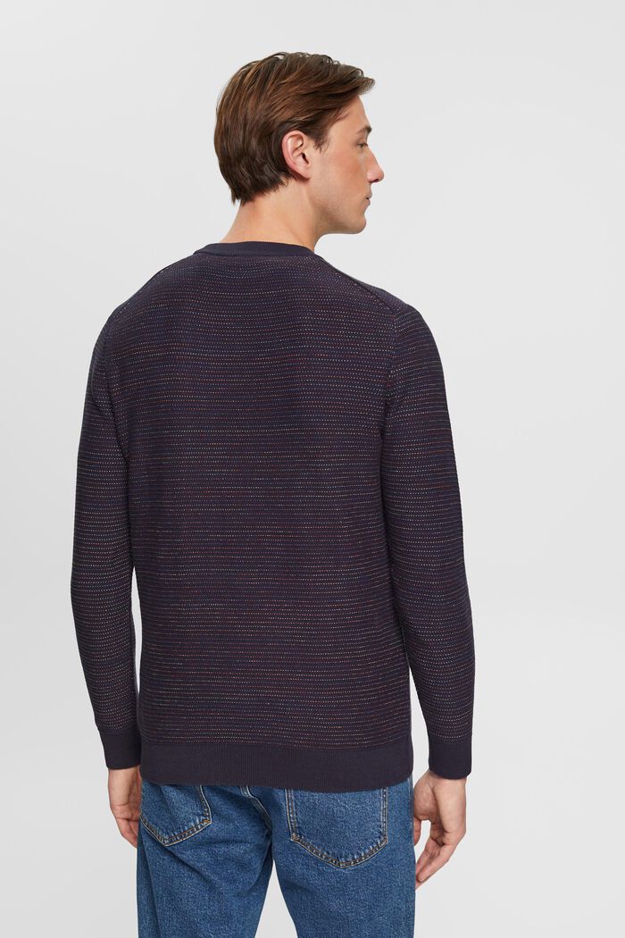 Sweter w kolorowe paski z bawełny organicznej, NAVY, detail image number 3