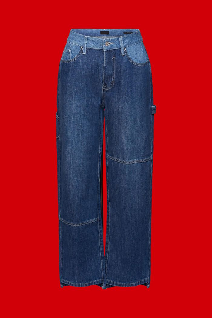 Asymetryczne dżinsach z szerokimi nogawkami w stylu lat 90., BLUE LIGHT WASHED, detail image number 8