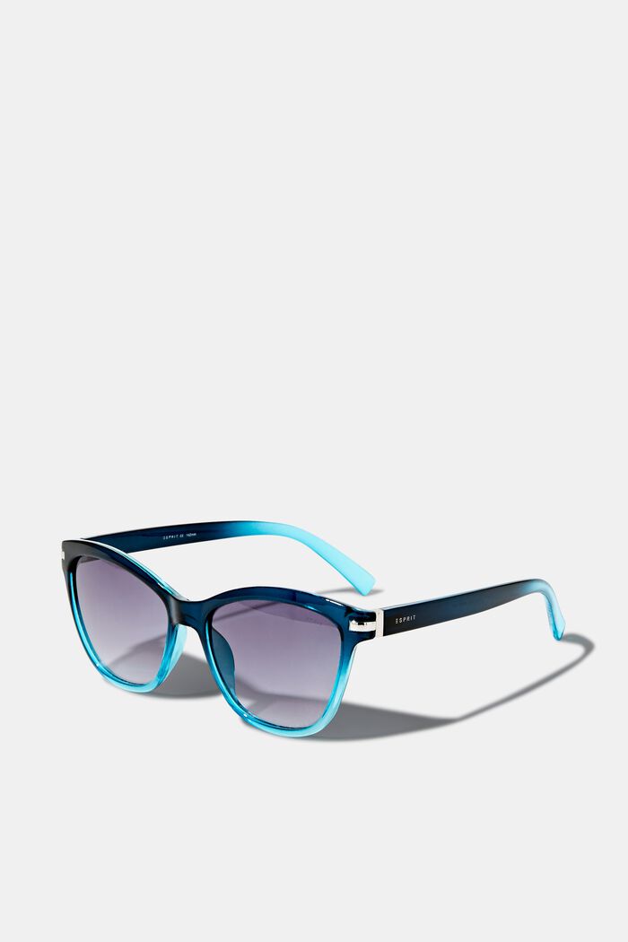 Cieniowane okulary przeciwsłoneczne w stylu „kocie oko”, BLUE, detail image number 0