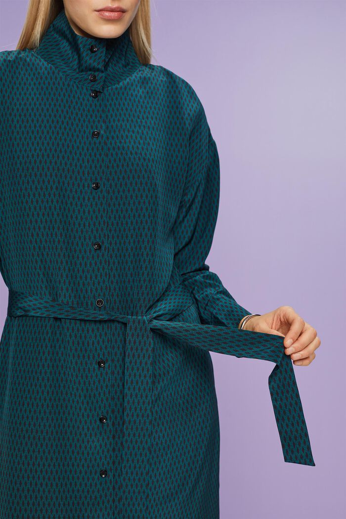 Jedwabna sukienka koszulowa, EMERALD GREEN, detail image number 3