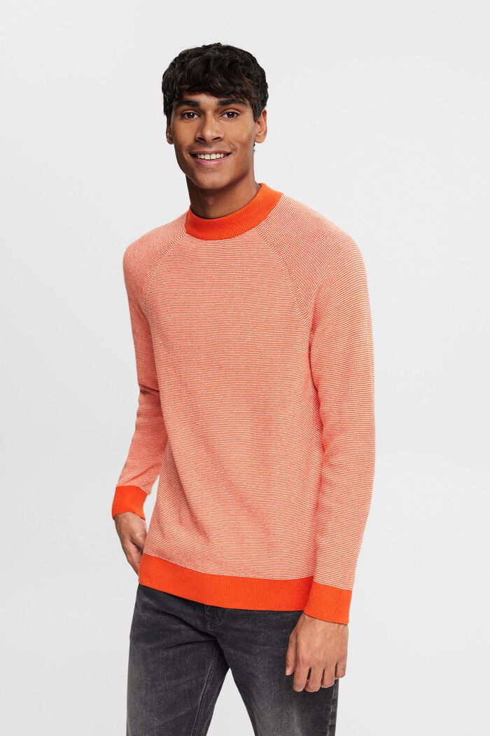 Sweter z półgolfem w paski, ORANGE RED, detail image number 0