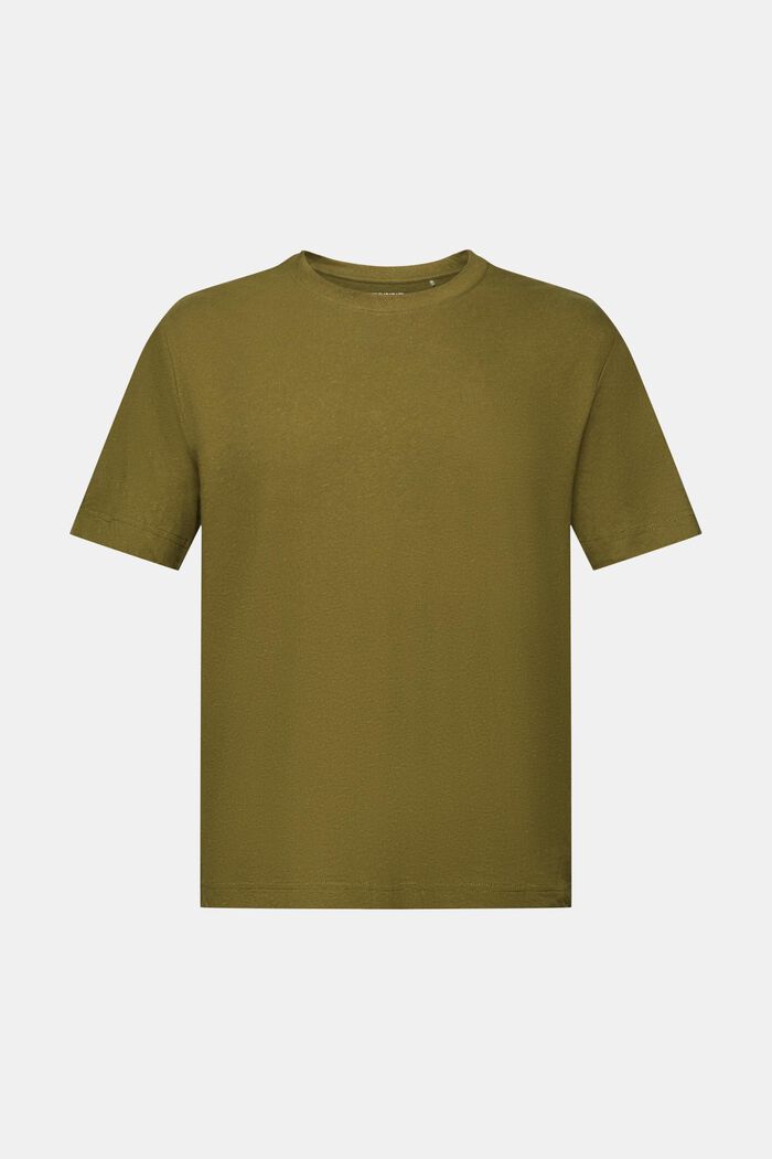 T-shirt z bawełny i lnu, OLIVE, detail image number 5
