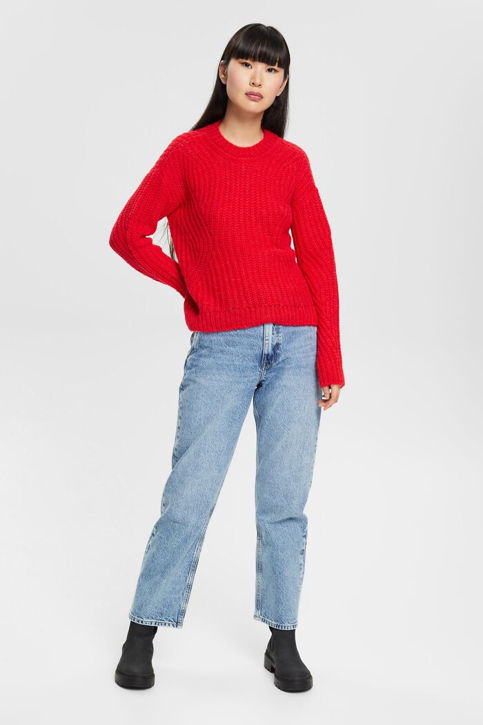 Z alpaką: sweter z dzianiny, RED, detail image number 6