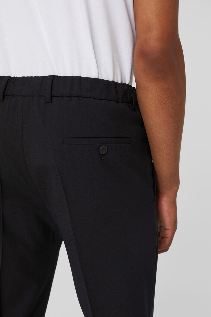 Wełna ze zrównoważonych źródeł: spodnie z gumką w pasie, BLACK, detail image number 5