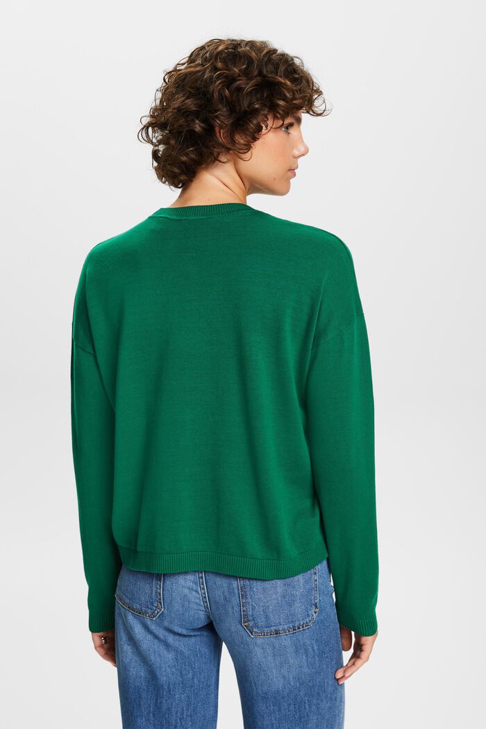 Sweter oversize, 100% bawełny, DARK GREEN, detail image number 3