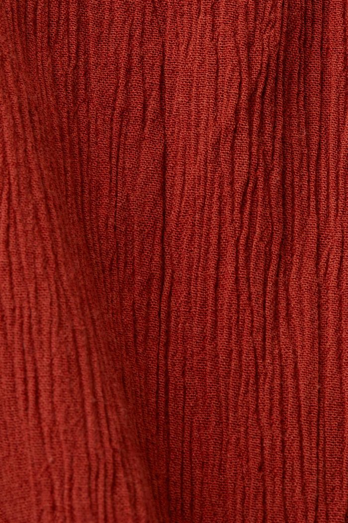 Szorty na gumce z marszczonej bawełny, TERRACOTTA, detail image number 5