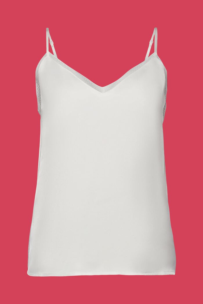 Satynowa koszulka z koronkową lamówką, LENZING™ ECOVERO™, OFF WHITE, detail image number 6