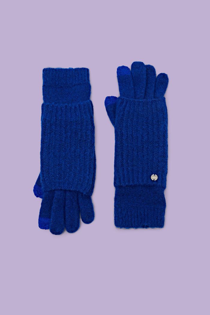 Dzianinowe rękawiczki 2w1, BRIGHT BLUE, detail image number 0