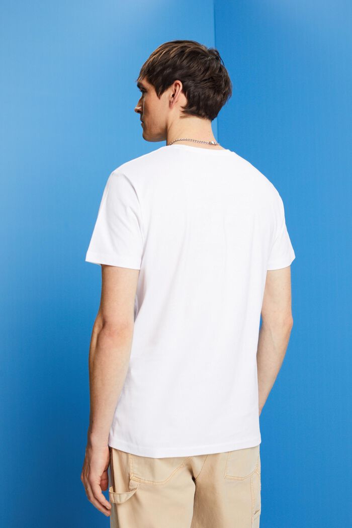 T-shirt z okrągłym dekoltem, 100% bawełny, WHITE, detail image number 3