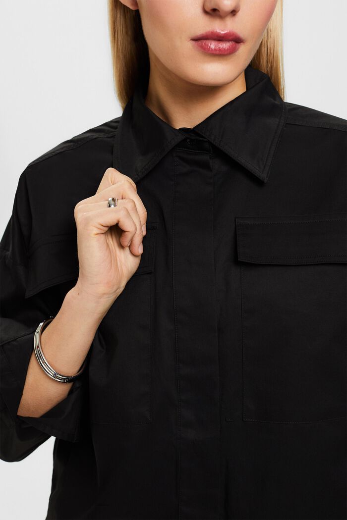 Bluzka koszulowa w stylu utility, BLACK, detail image number 2
