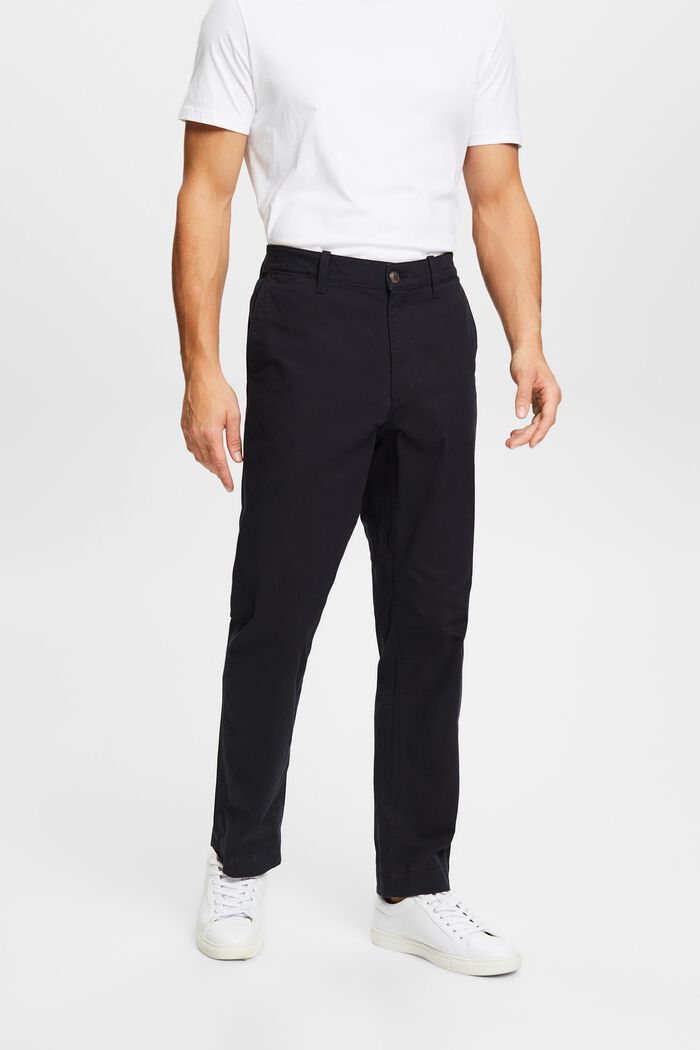 Spodnie chino z twillu bawełnianego, straight, BLACK, detail image number 0