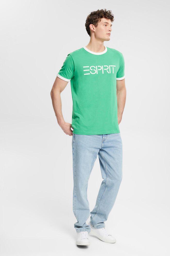 Dżersejowy T-shirt z nadrukowanym logo, GREEN, detail image number 1