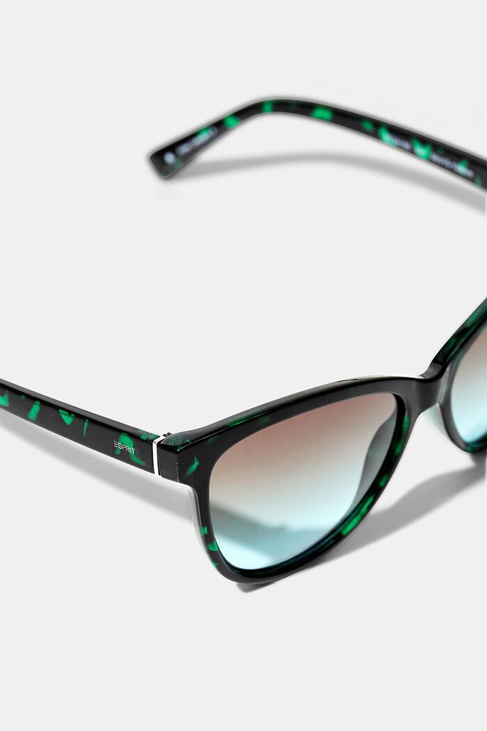 Okulary przeciwsłoneczne typu cat-eye w szylkretowym stylu, GREEN, detail image number 1
