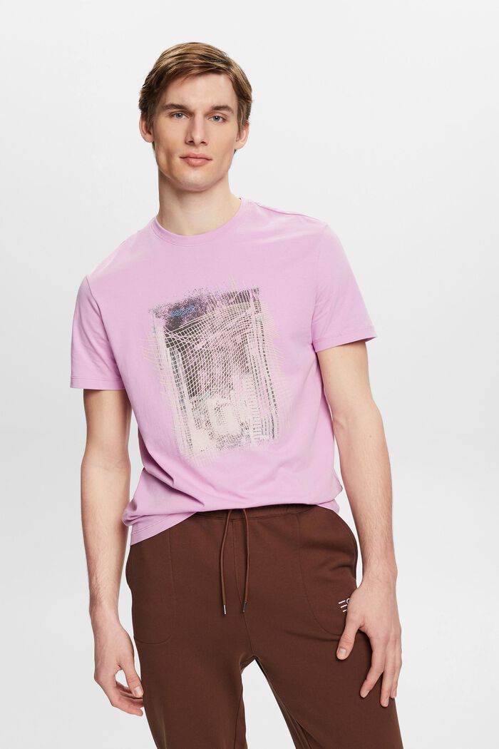 T-shirt ze zrównoważonej bawełny z nadrukiem, LILAC, detail image number 0