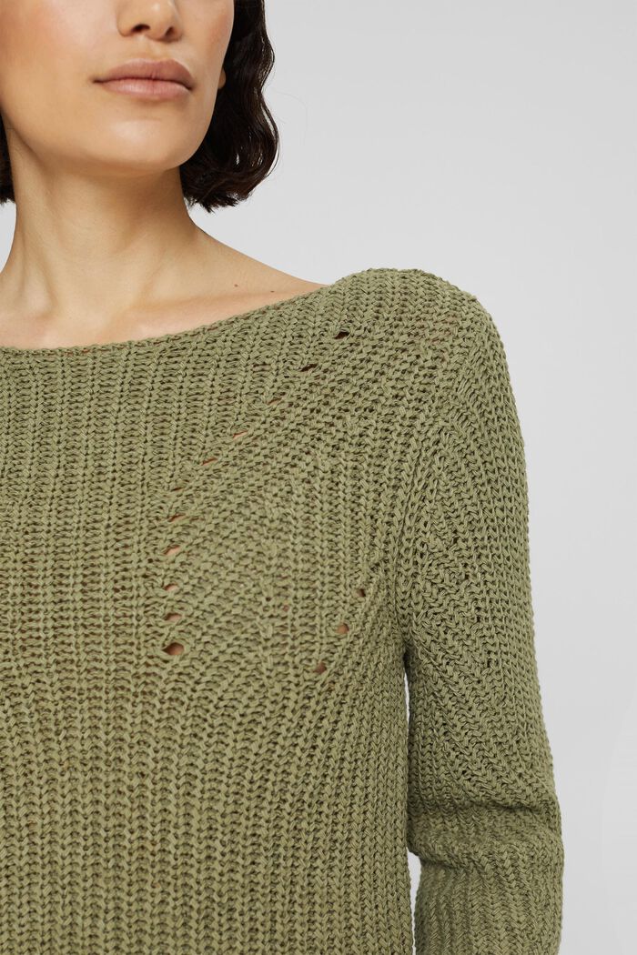 Sweter z mieszanki bawełnianej, LIGHT KHAKI, detail image number 0