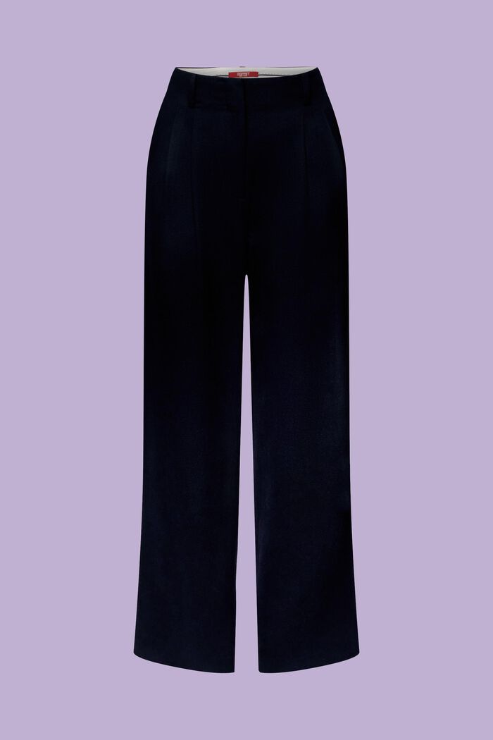 Spodnie z szerokimi nogawkami z mieszanki wełnianej, NAVY, detail image number 6