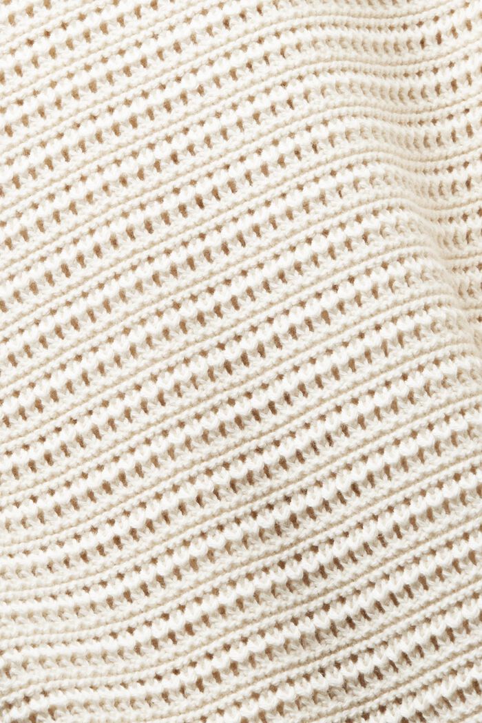 Ażurowy sweter z okrągłym dekoltem, BEIGE, detail image number 4