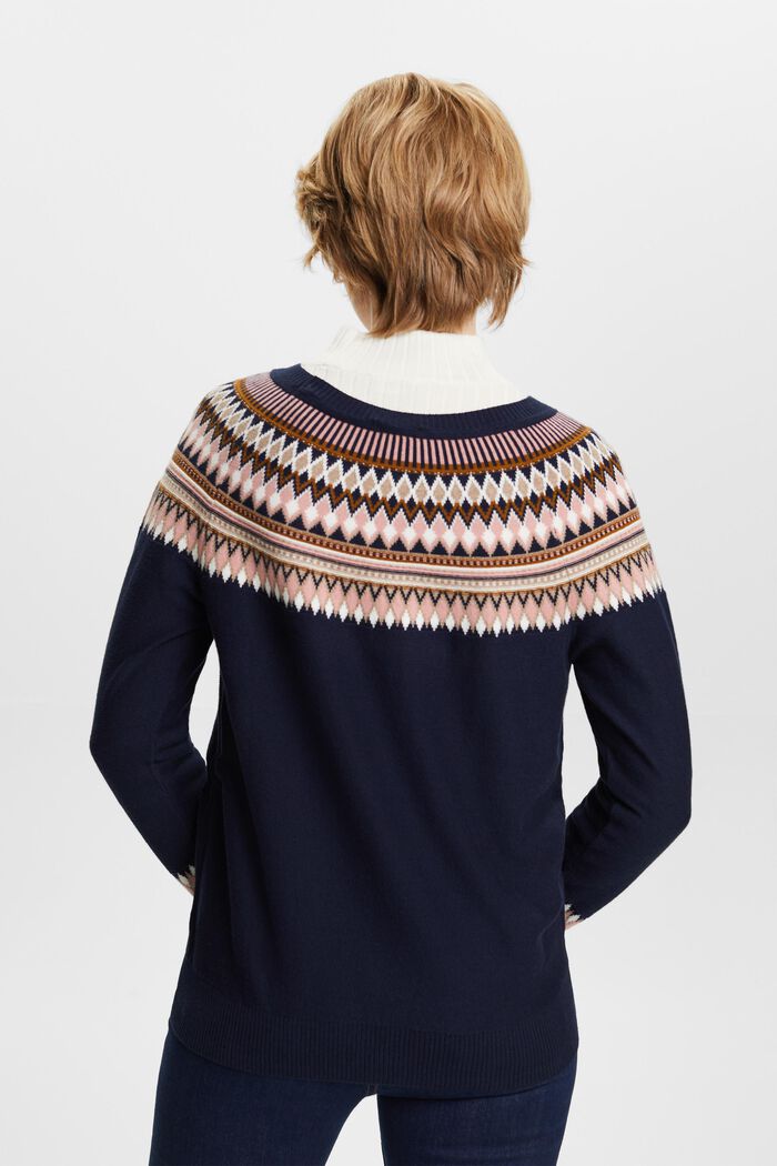 Żakardowy sweter z bawełny, NAVY, detail image number 3
