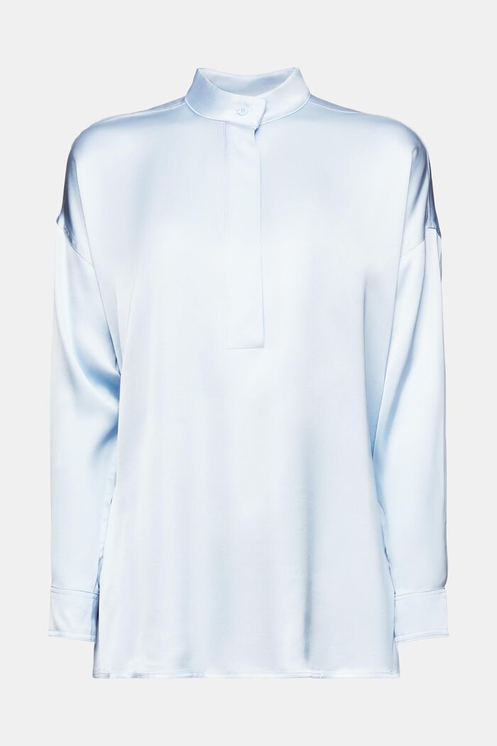 Satynowa bluzka ze stójką, LIGHT BLUE, detail image number 6
