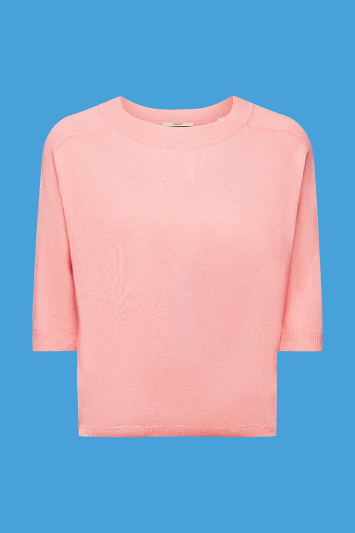Sweter ze skróconym rękawem z lnem, PINK, detail image number 5