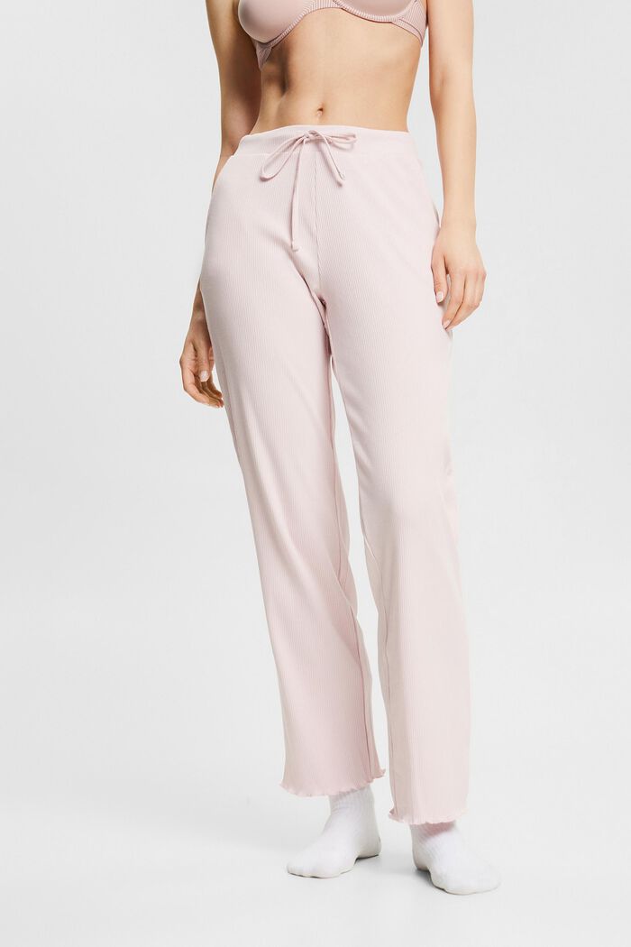 Spodnie od piżamy z prążkowanego dżerseju, PASTEL PINK, detail image number 0