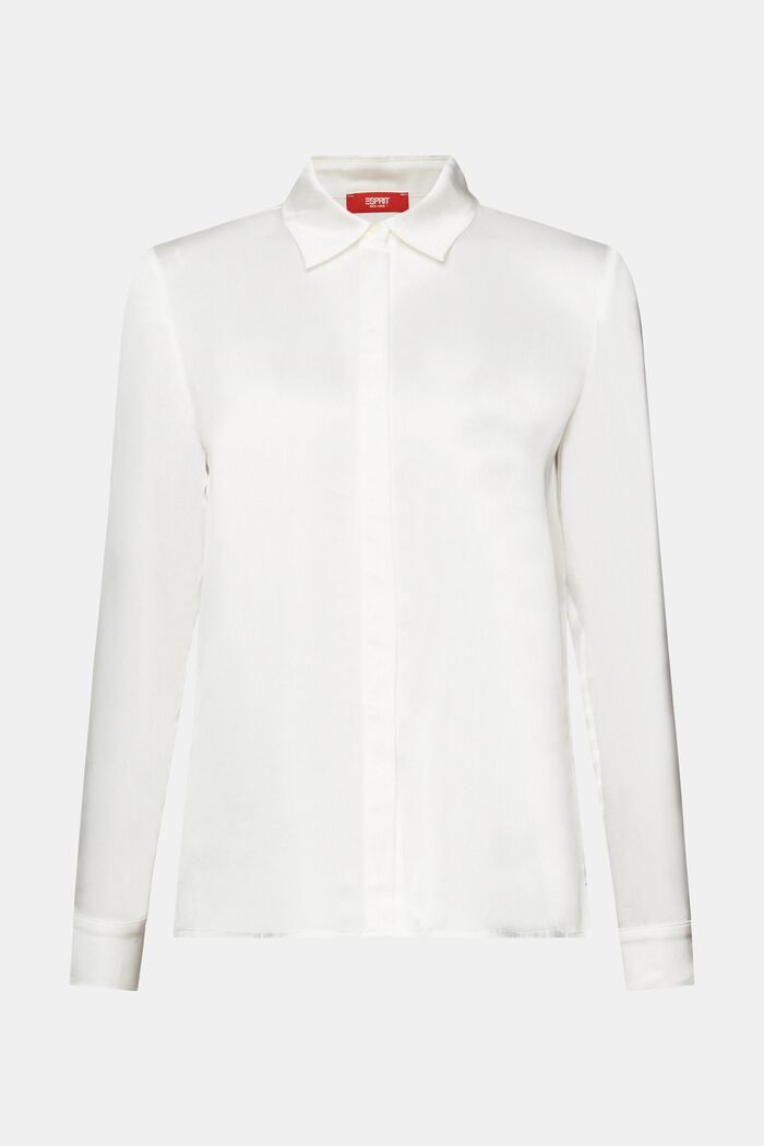 Satynowa bluzka z długim rękawem, OFF WHITE, detail image number 6