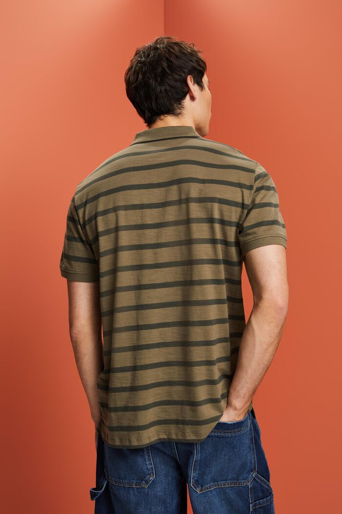 Koszulka polo z bawełny w paski, KHAKI GREEN, detail image number 3