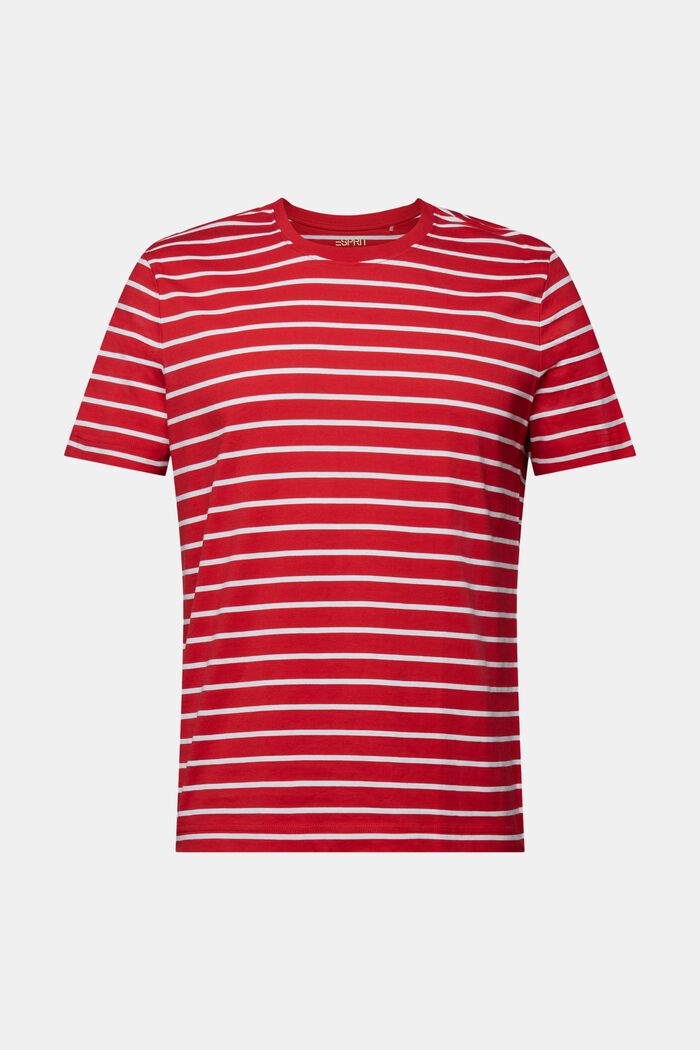 T-shirt w paski z bawełnianego dżerseju, DARK RED, detail image number 7
