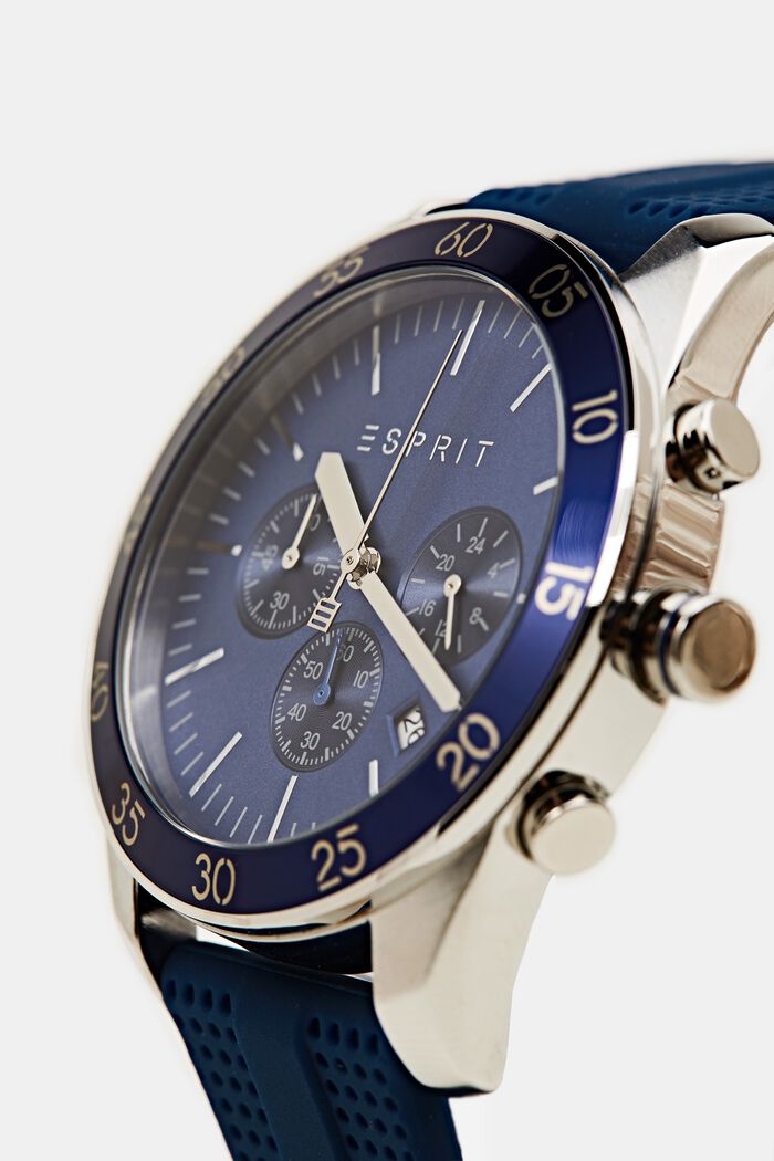 Zegarek ze stali szlachetnej z gumowym paskiem, BLUE, detail image number 1