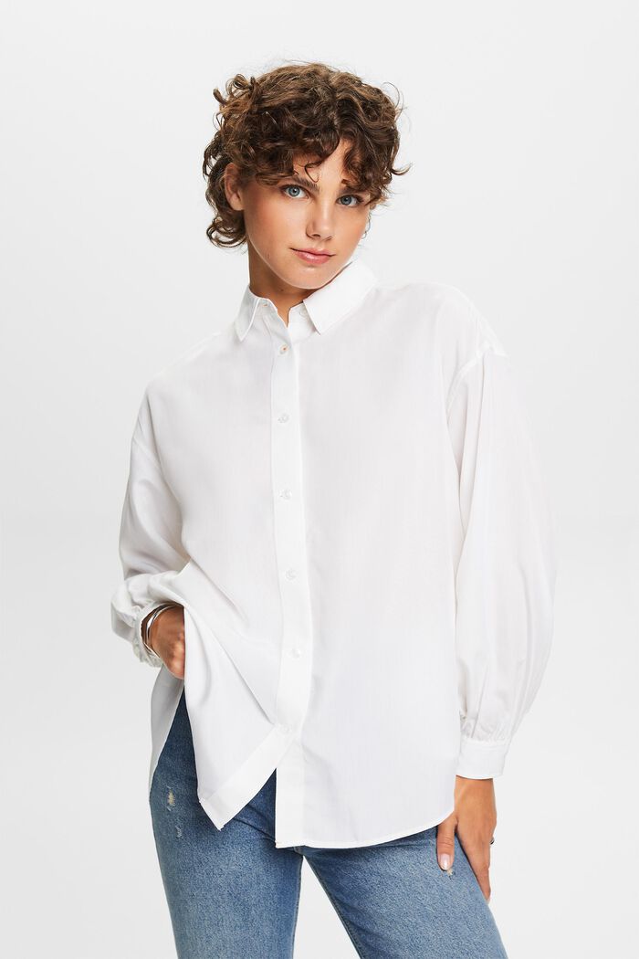 Bluzka koszulowa oversize, WHITE, detail image number 0