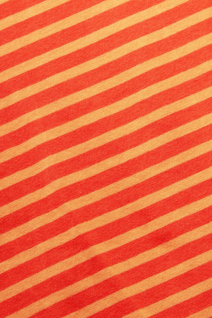 Bawełniana koszulka w paski z łódkowym dekoltem, ORANGE RED, detail image number 5