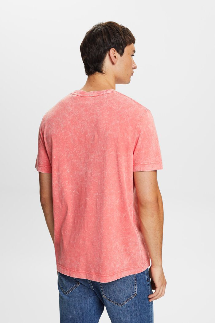 T-shirt z efektem stone washed, 100% bawełny, CORAL RED, detail image number 4