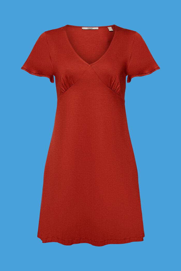 Sukienka z dżerseju z rozszerzanymi rękawami, TERRACOTTA, detail image number 6