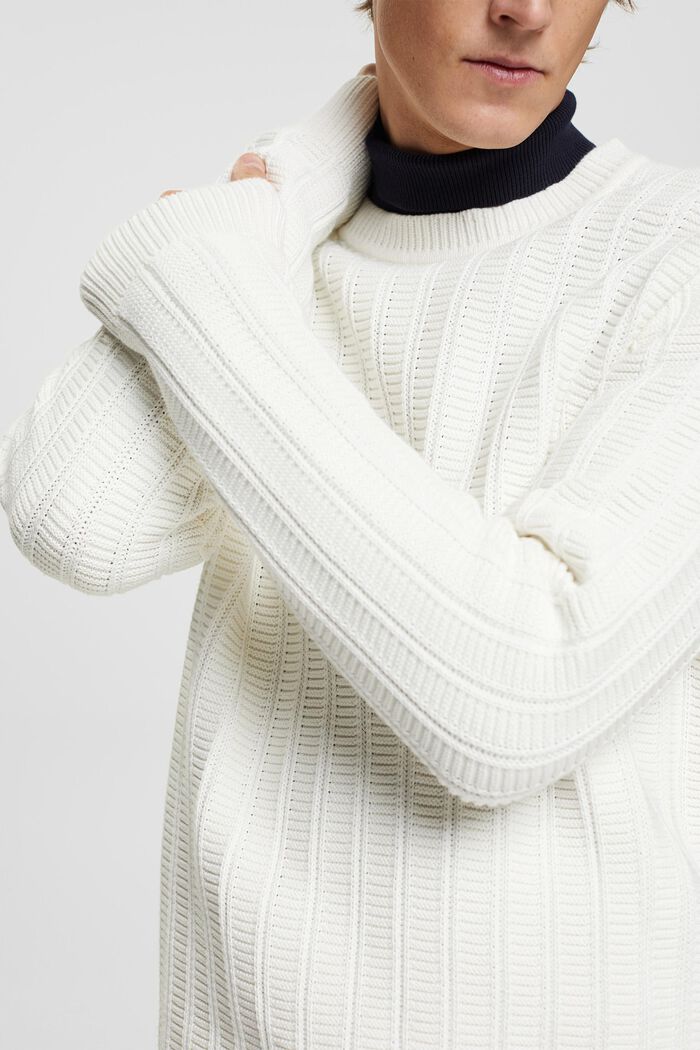 Sweter z fakturowanej dzianiny, OFF WHITE, detail image number 2
