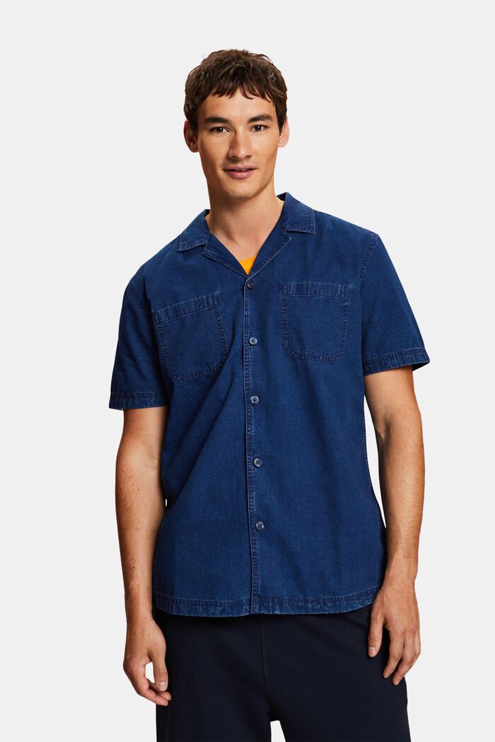 Koszula dżinsowa z krótkim rękawem, 100% bawełny, BLUE DARK WASHED, detail image number 0