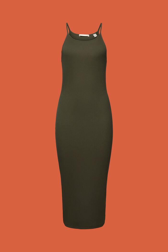 Sukienka midi na ramiączkach z mieszanki bawełnianej, DARK KHAKI, detail image number 6