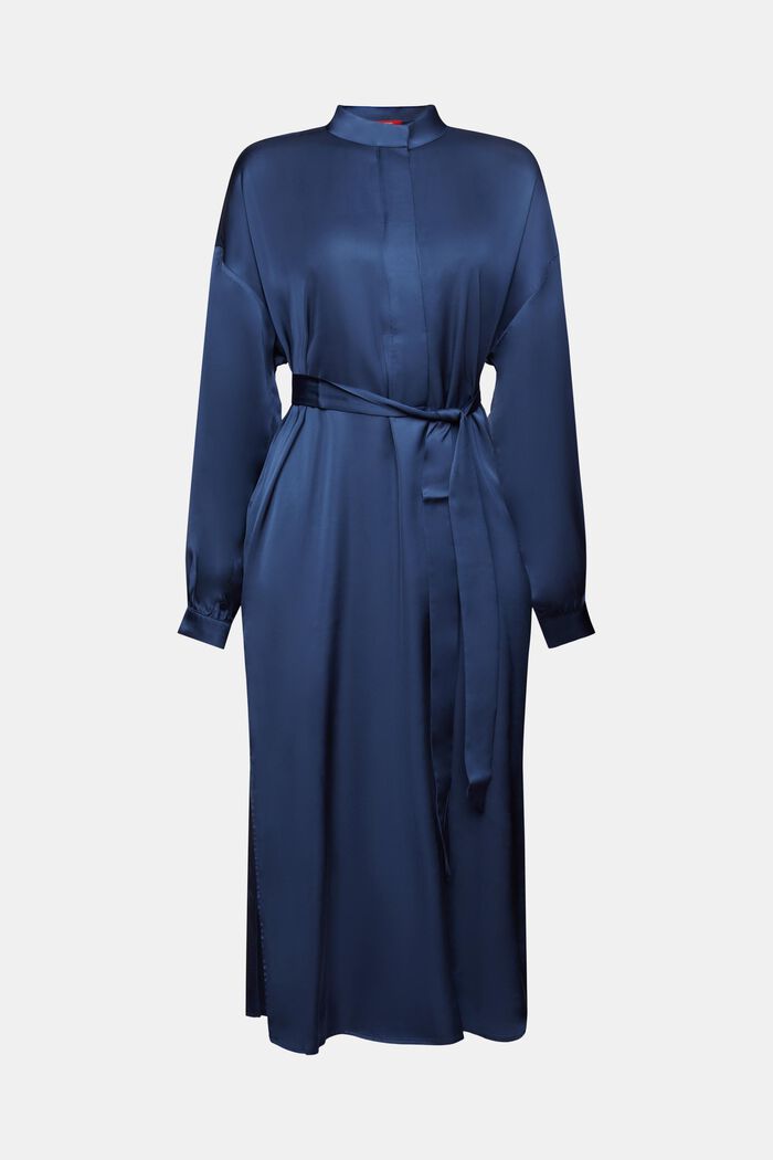 Satynowa sukienka koszulowa, GREY BLUE, detail image number 5