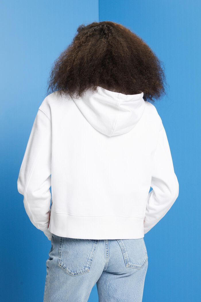 Skrócona bluza z kapturem, 100% bawełna, WHITE, detail image number 3