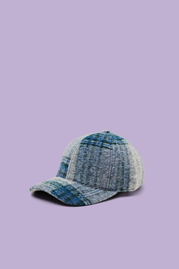 Mechata czapka bejsbolówka w kratkę, NAVY, detail image number 0