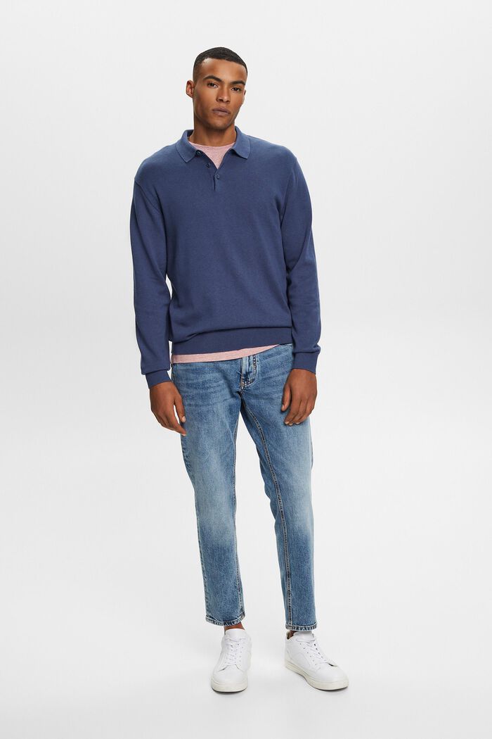 Dzianinowy sweter z kołnierzykiem polo, TENCEL™, GREY BLUE, detail image number 1