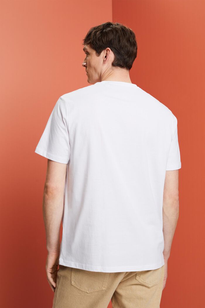 T-shirt z dżerseju z nadrukiem na piersi, 100% bawełna, WHITE, detail image number 3
