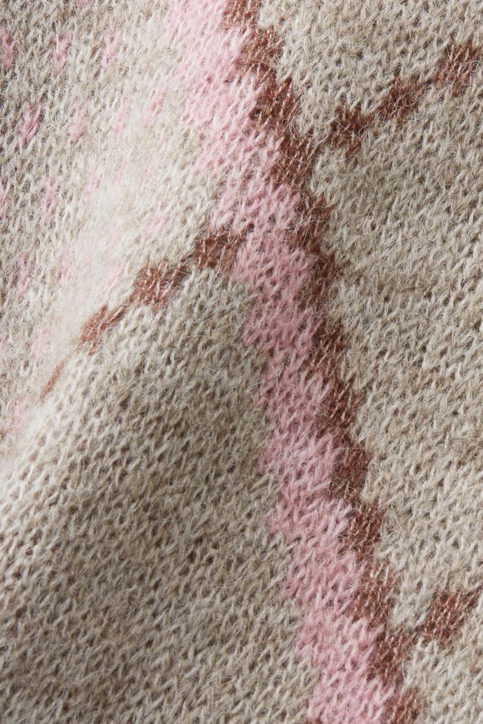 Sweter w kratkę z mieszanki wełnianej, LIGHT TAUPE, detail image number 4