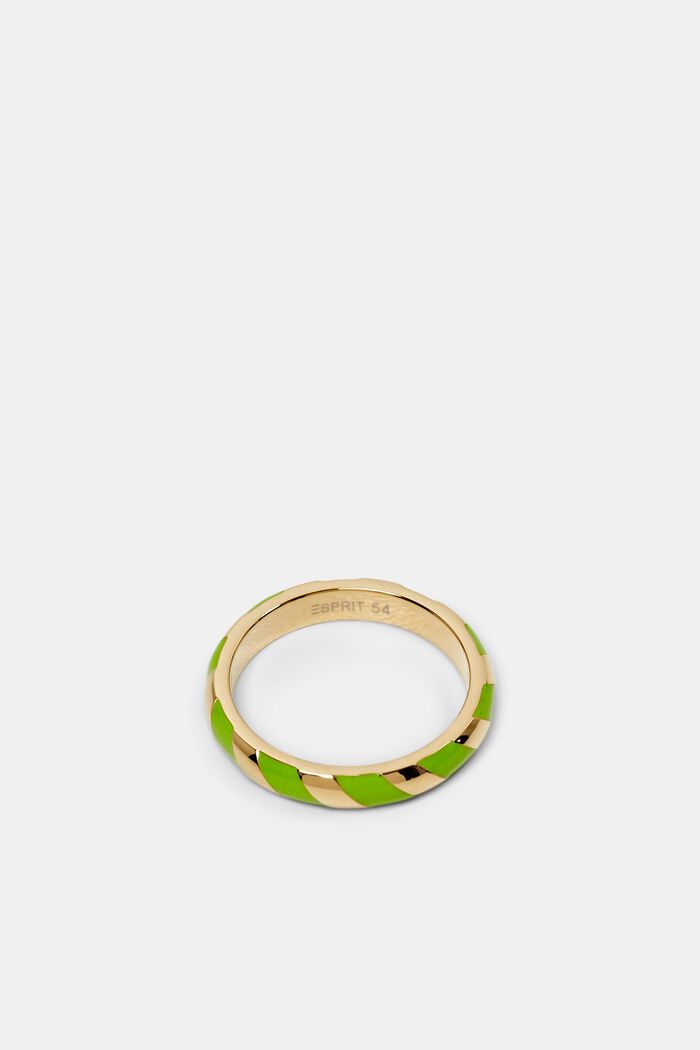 Dwukolorowy pierścionek ze stali szlachetnej, LIGHT GREEN, detail image number 0