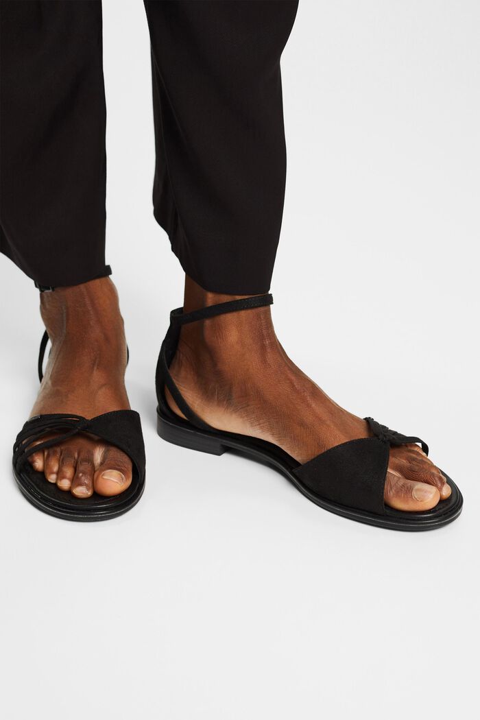 Sandały z imitacji zamszu, BLACK, detail image number 3