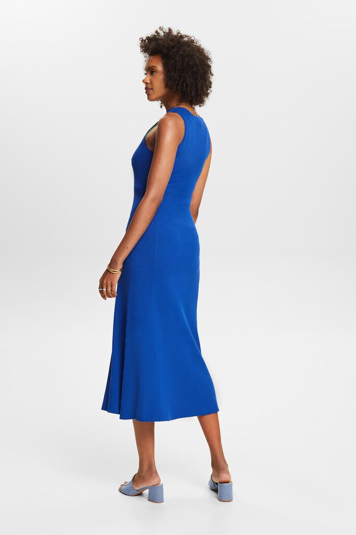 Prążkowana sukienka midi bez rękawów, BRIGHT BLUE, detail image number 2