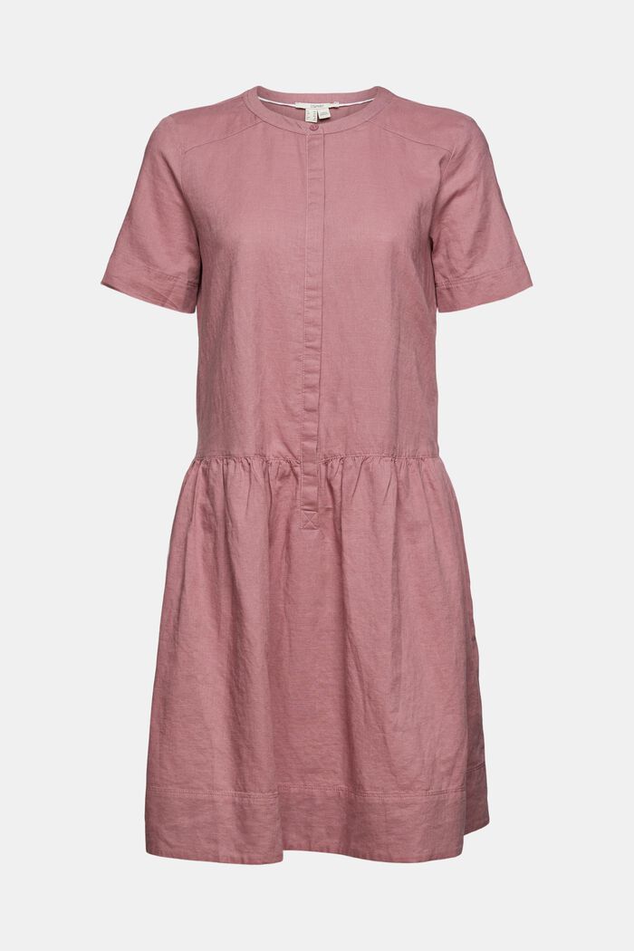 Z mieszanki lnianej: sukienka z listwą guzikową