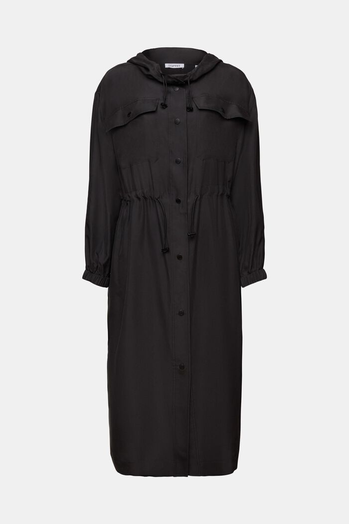 Sukienka spadochronowa midi z pranego jedwabiu, BLACK, detail image number 5